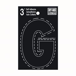 Hy-Ko 30400 Series 30417 Die-Cut Letter, Character: G, 3 in H Character, Black Character, Vinyl, Pack of 10 