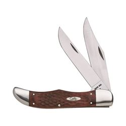 CASE 189 Folding Knife, 4.1 in L Blade, Tru-Sharp Surgical Stainless Steel Blade, 2-Blade, Brown Handle 