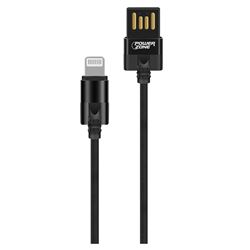 PowerZone T56-LIGHTNING Micro Charging Cable, PVC, Black, 3 ft L 