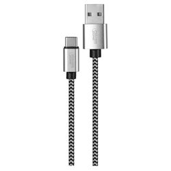 PowerZone KL-029X-1M-TYPE C Charging Cable - Type C, Braided Cable + Aluminum Alloy, Black + White Braided Cable 