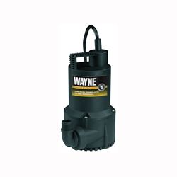 Wayne RUP160 Portable Submersible Utility Pump, 1-Phase, 2.5 A, 120 V, 0.166 hp, 1-1/4 in Outlet, 3100 gph 