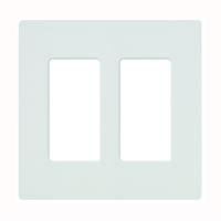 Lutron CW-2-WH Wallplate, 4.69 in L, 4-3/4 in W, 2 -Gang, Plastic, White, Gloss 