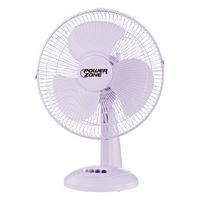 PowerZone FT-30 Oscillating Table Fan, 120 V, 12 in Dia Blade, 3-Blade, 3-Speed, 72 in L Cord, White 