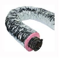 Master Flow F6IFD4X300 Insulated Flexible Duct, 4 in, 25 ft L, Fiberglass, Silver 