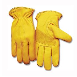 Heatkeep 198HK-L Premium-Grade Driver Gloves, Mens, L, 11 in L, Keystone Thumb, Easy-On Cuff, Cowhide Leather, Gold 