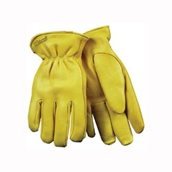 Heatkeep 90HK-XL Driver Gloves, Mens, XL, 10 in L, Keystone Thumb, Easy-On Cuff, Deerskin Leather, Yellow 