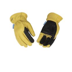 Kinco 387P-M Gloves, M, Keystone Thumb, Elastic Cuff, Buffalo Leather, Gold 