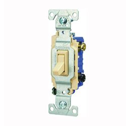 Eaton Wiring Devices C1303-7LTV-L Toggle Switch, 15 A, 120 V, Polycarbonate Housing Material, Ivory 