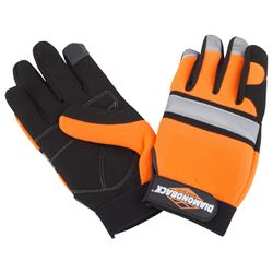 Diamondback 5959XL Touchscreen Hi Visibility Mechanics Gloves, XL, 55% Synthetic Leather 30% Spandex 10% Reflective Fabric 5% Elastic Band 