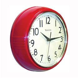 Westclox Classic 1950 Series 32042R Clock, Round, Red Frame, Plastic Clock Face, Analog 