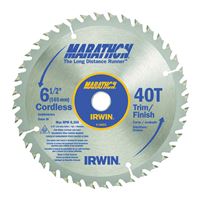 Irwin Marathon 14023 Circular Saw Blade, 6-1/2 in Dia, 5/8 in Arbor, 40-Teeth, Carbide Cutting Edge 