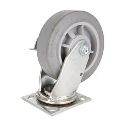 ProSource JC-T06 Swivel/Brake Caster, 6 in Dia Wheel, 2 in W Wheel, Thermoplastic Rubber Wheel, Gray, 500 lb 