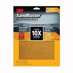 3M SandBlaster Series 20320-G-4 Sandpaper, 11 in L, 9 in W, 320 Grit, Very Fine, Aluminum Oxide Abrasive 
