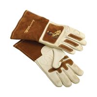 ForneyHide 53410 Welding Gloves, Mens, L, 12-5/8 in L, Gauntlet Cuff, Brown/White, Reinforced Crotch Thumb 