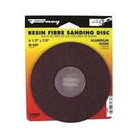 Forney 71669 Sanding Disc, 4-1/2 in Dia, 7/8 in Arbor, Coated, 50 Grit, Coarse, Aluminum Oxide Abrasive 