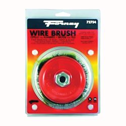 Forney 72754 Wire Cup Brush, 5 in Dia, 5/8-11 Arbor/Shank, 0.014 in Dia Bristle, Carbon Steel Bristle 