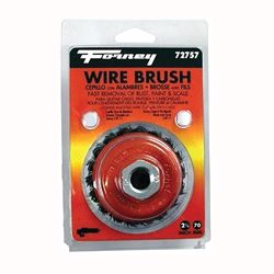 Forney 72757 Wire Cup Brush, 2-3/4 in Dia, 5/8-11 Arbor/Shank, 0.02 in Dia Bristle, Carbon Steel Bristle 