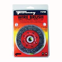 Forney 72788 Wire Wheel Brush, 4 in Dia, 5/8-11 Arbor/Shank, 0.012 in Dia Bristle, Carbon Steel Bristle 