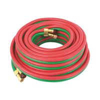 Forney 86146 Welder Torch Hose, 1/4 in ID, 50 ft L, 100 psi Pressure, 9/16-18 Thread, Neoprene, Green/Red 