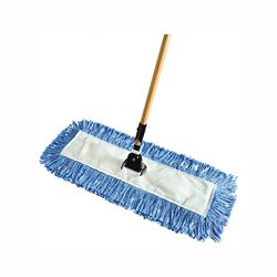 Rubbermaid FGU83228BL00 Dust Mop, Cotton Head, Wood Handle, 66.4 in L, Blue 