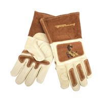 ForneyHide 53411 Welding Gloves, Men's, XL, Gauntlet Cuff, Brown/White, Reinforced Crotch Thumb