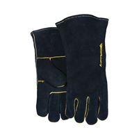 ForneyHide 53425 Welding Gloves, Mens, L, Gauntlet Cuff, Leather Palm, Black, Wing Thumb, Leather Back 