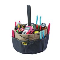 CLC Tool Works BUCKETBAG Series 1148 Bucket Tool Bag, 7 in H, 22-Pocket, Polyester, Black/Tan 