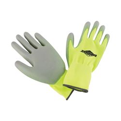 Diamondback PU6101 3-PAIR Touchscreen Hi Visibility Polyurethane Coated Palm Work Gloves, Yellow, Size: L 12 Pack 