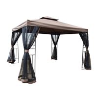 Seasonal Trends Gazebo with Netting, 118 in W Exterior, 118 in D Exterior, 105.51 in H Exterior, Square 