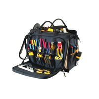 CLC Tool Works Series 1539 Multi-Compartment Tool Carrier, 7 in W, 14 in D, 18 in H, 58-Pocket, Polyester, Black/Brown 