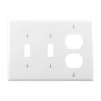 Eaton Wiring Devices PJ28W Combination Wallplate, 4-7/8 in L, 6-3/4 in W, 3 -Gang, Polycarbonate, White 15 Pack 