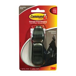 Command Forever Classic Series FC13-ORB Decorative Hook, 7/8 in Opening, 5 lb, 1-Hook, Metal, Oil-Rubbed Bronze 4 Pack 