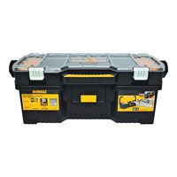 DeWALT DWST24075 Tool Tote with Removable Organizer, 77 lb, Plastic, Black/Yellow, 1-Drawer, 15-Compartment 