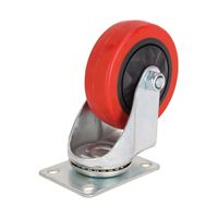 ProSource JC-384-G Swivel Caster, 4 in Dia Wheel, 30 mm W Wheel, PU Wheel, Red, 220 lb, Steel Housing Material 