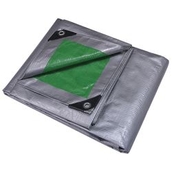 ProSource T0608GS140 Tarpaulin, 8 ft L, 6 ft W, 8 mil Thick, Polyethylene, Green/Silver 