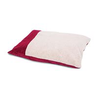 Aspenpet 80399 Pillow Bed, 27 in L, 36 in W, Faux Lambs Wool Plush and Wide Wale Corduroy Fabric Cover, Cream/Red 