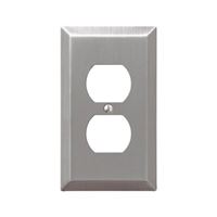 AmerTac Century 163DBN Outlet Wallplate, 4-15/16 in L, 2-7/8 in W, 1 -Gang, Steel, Brushed Nickel, Wall Mounting 