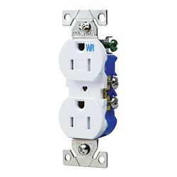 Eaton Wiring Devices TWR270W Duplex Receptacle, 2 -Pole, 15 A, 125 V, Push-in, Side Wiring, NEMA: 5-15R, White 