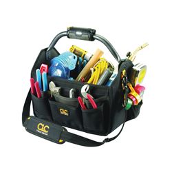 CLC Tech Gear L234 Open Top Tool Carrier with Handle, 8-1/2 in W, 11-1/2 in D, 15 in H, 22-Pocket, Polyester, Black 