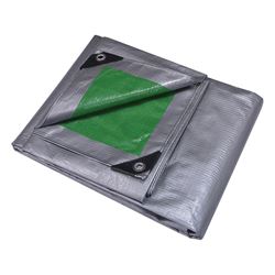 ProSource T2030GS140 Tarpaulin, 30 ft L, 20 ft W, 8 mil Thick, Polyethylene, Green/Silver 