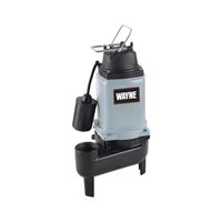 WAYNE WCS50T Sewage Pump, 1-Phase, 15 A, 120 V, 0.5 hp, 2 in Outlet, 15 ft Max Head, 10,000 gph, Iron 