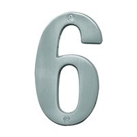 Hy-Ko Prestige Series BR-51SN/6 House Number, Character: 6, 5 in H Character, Nickel Character, Solid Brass, Pack of 3 