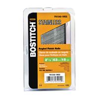 Bostitch FN1540-1MSS Finish Nail, 2-1/2 in L, 15 Gauge, Stainless Steel, Coated, Round Head, Smooth Shank 