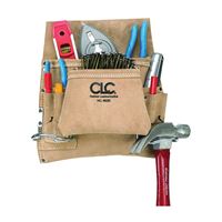 CLC Tool Works Series I823X Nail/Tool Bag, 20 in W, 12 in H, 8-Pocket, Suede Leather, Tan 