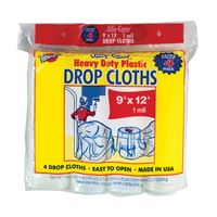 Warps JC-9124 Drop Cloth, 12 ft L, 9 ft W, Plastic, Pack of 6 