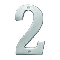 Hy-Ko Prestige Series BR-51SN/2 House Number, Character: 2, 5 in H Character, Nickel Character, Solid Brass, Pack of 3 