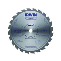 Irwin 15150 Circular Saw Blade, 8-1/4 in Dia, 5/8 in Arbor, 24-Teeth, Carbide Cutting Edge, Applicable Materials: Wood 