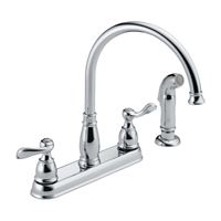 DELTA Windemere Series 21996LF-SS Kitchen Faucet with Side Sprayer, 1.8 gpm, 2-Faucet Handle, Plastic, Stainless Steel 