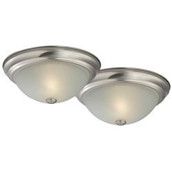 Boston Harbor F51WH02-1006-BN Flush Mount Ceiling Fixture, 120 V, 60 W, A19 or CFL Lamp, Brushed Nickel Fixture 2 Pack 