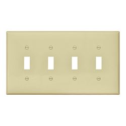 Eaton Wiring Devices PJ4V Wallplate, 4-7/8 in L, 8.56 in W, 4 -Gang, Polycarbonate, Ivory, High-Gloss 